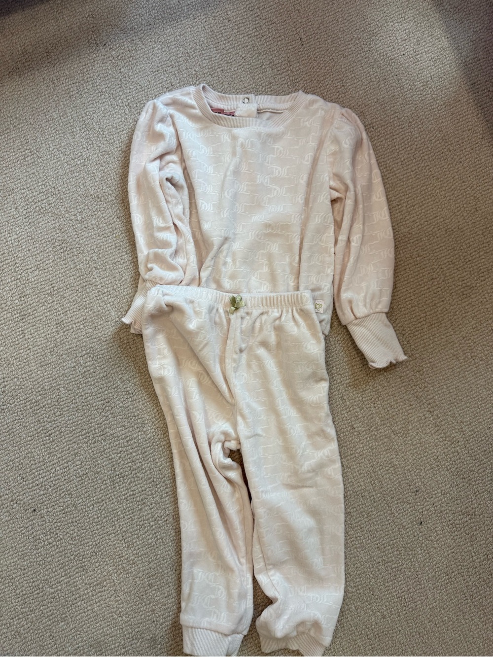 Juicy Couture Cream Embossed Kids Sweatshirt & Joggers Set